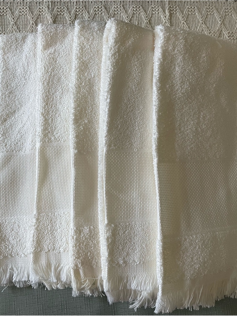 Cross Stitch set of 5 Cotton Kitchen Towels Ivory NWOT